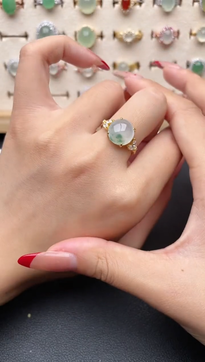 【闪购商品】翡翠戒指银S925镶嵌一物一证一礼盒