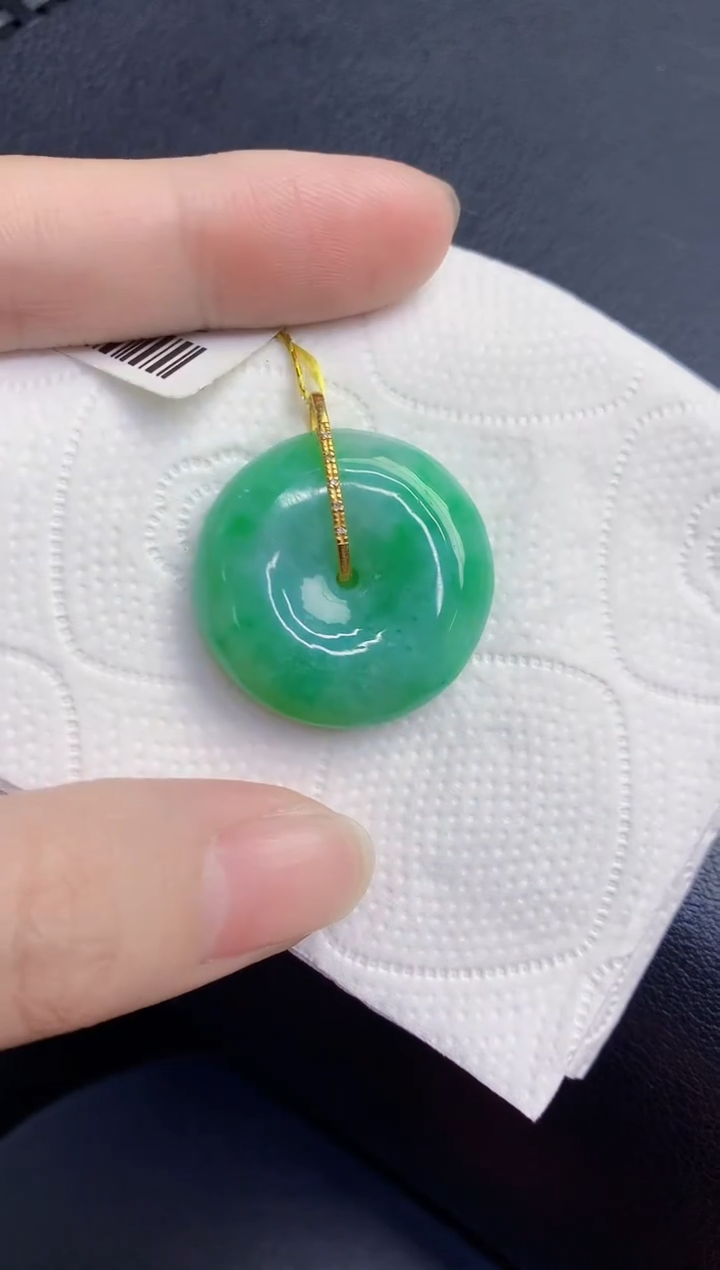 颈饰18K金镶嵌翡翠天然翡翠缅甸A货