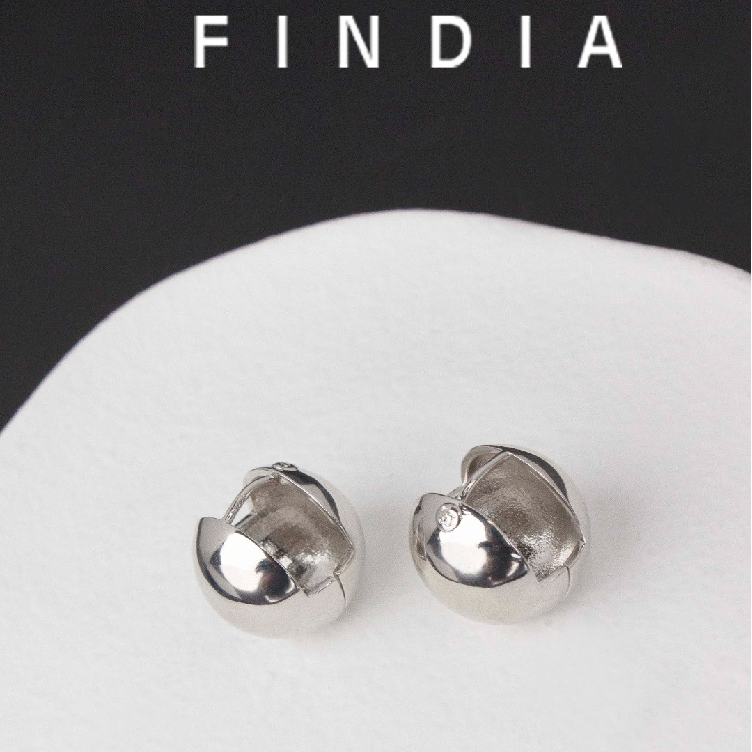 黄铜耳饰 FINDIA 圆立方 光面百搭圆球耳扣通勤简约精致耳环银针