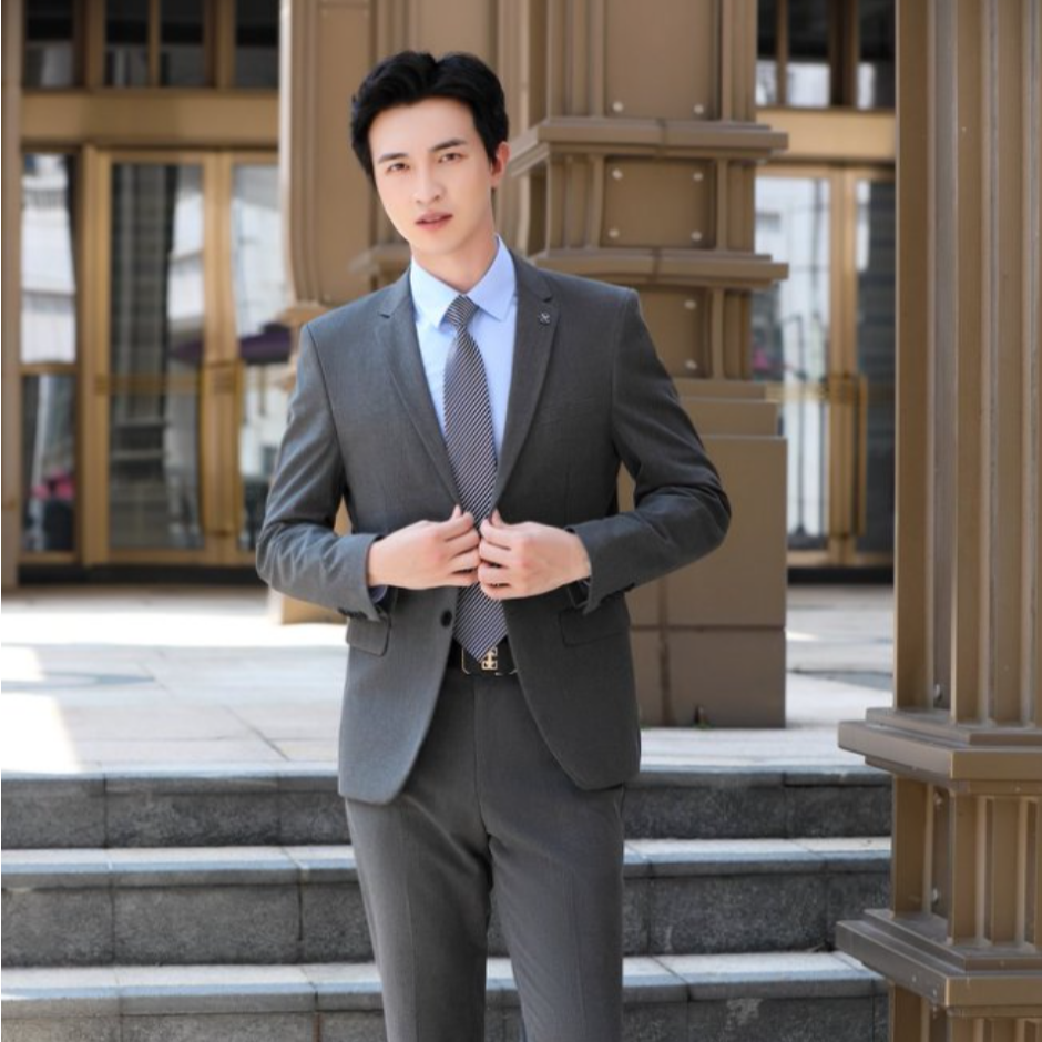 轻熟风男士西装套装高级感商务西服礼服结婚春秋爸爸休闲修身婚礼