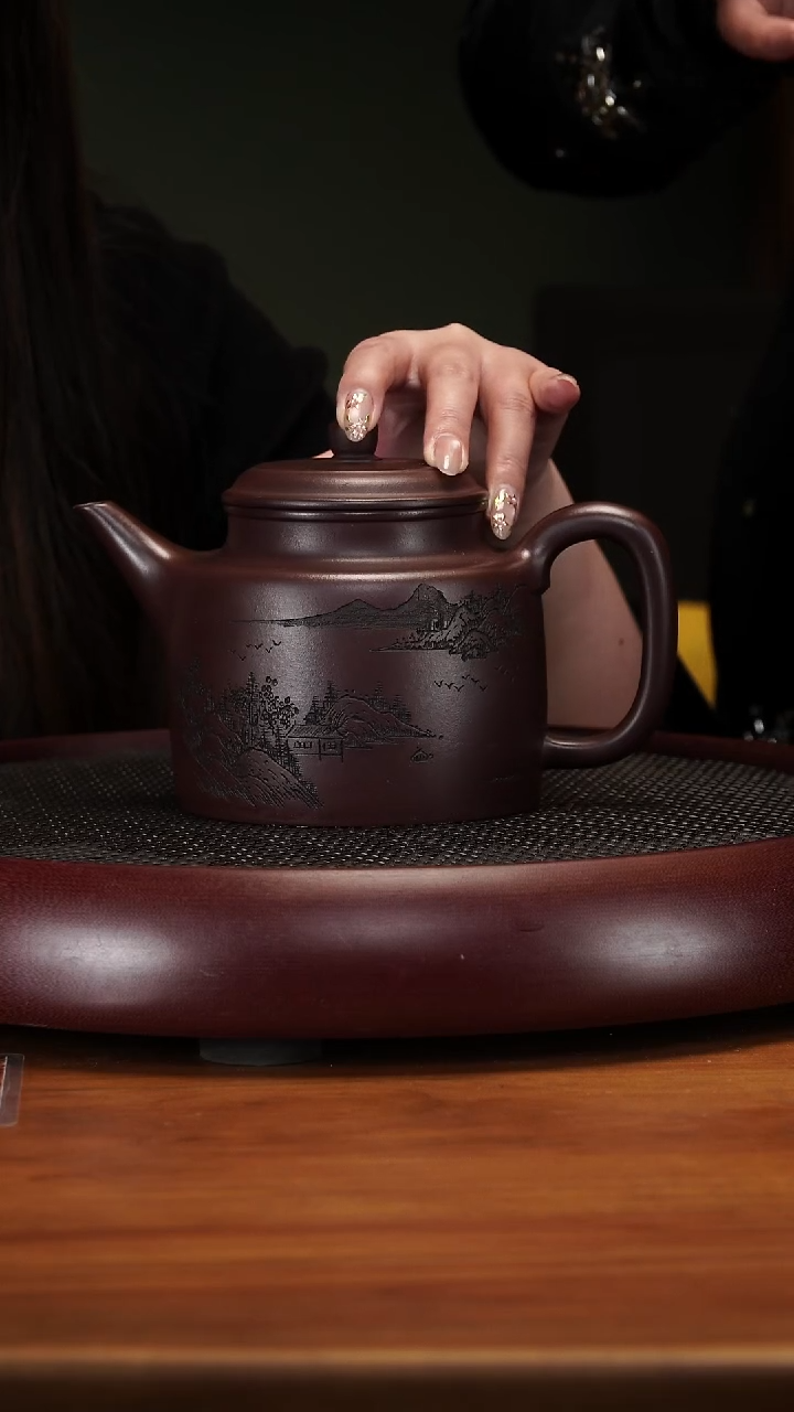【闪购商品】紫砂茶壶3-7LCH高德钟紫茄泥800cc