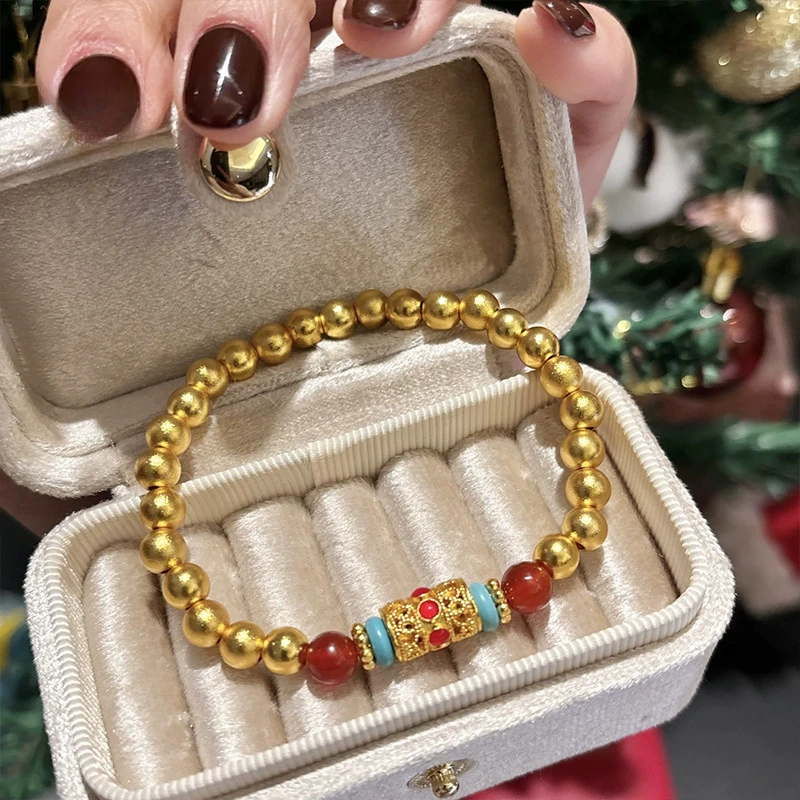 铜合金手链 老铺同款金色百搭手工轻奢气质珠串手链首饰饰品手饰