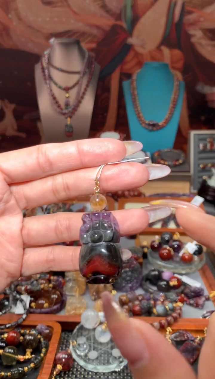 未镶嵌珠宝半成品水晶极光貔貅吊坠