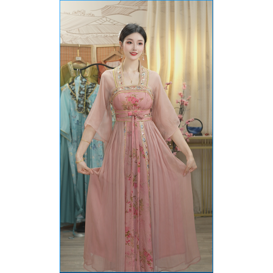 花享悦2025夏季新款中国风飘逸日常长款连衣裙WW（2776）