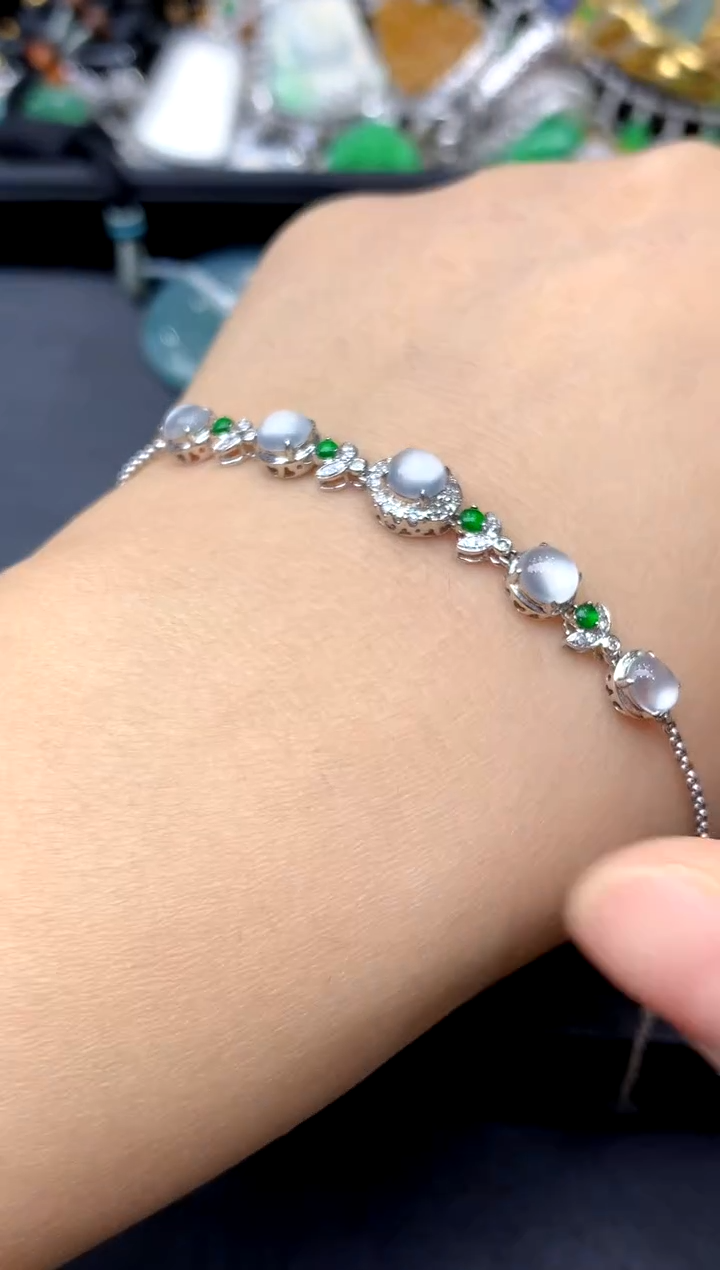 18K金镶嵌手链翡翠305-中国好珍宝