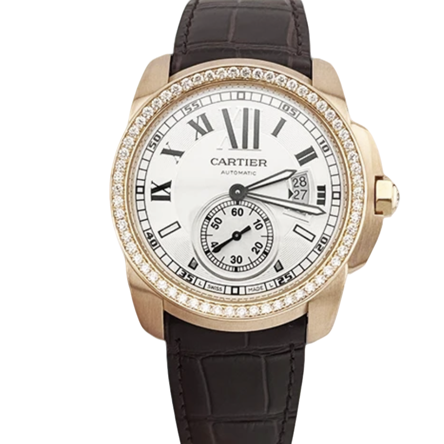 99新 Cartier/卡地亚 卡利博WF100005 42原钻玫瑰金男士机械 单表