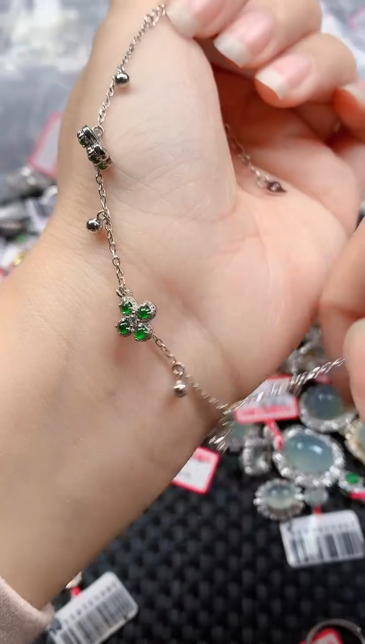 银S925镶嵌戒指翡翠天然A货缅甸翡翠