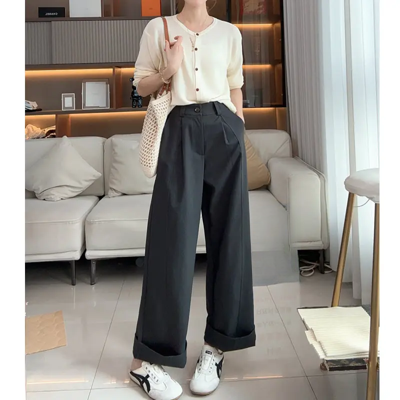 2025早秋季新款裤子女立体黑色西裤女宽松休闲裤高腰显瘦裤子女