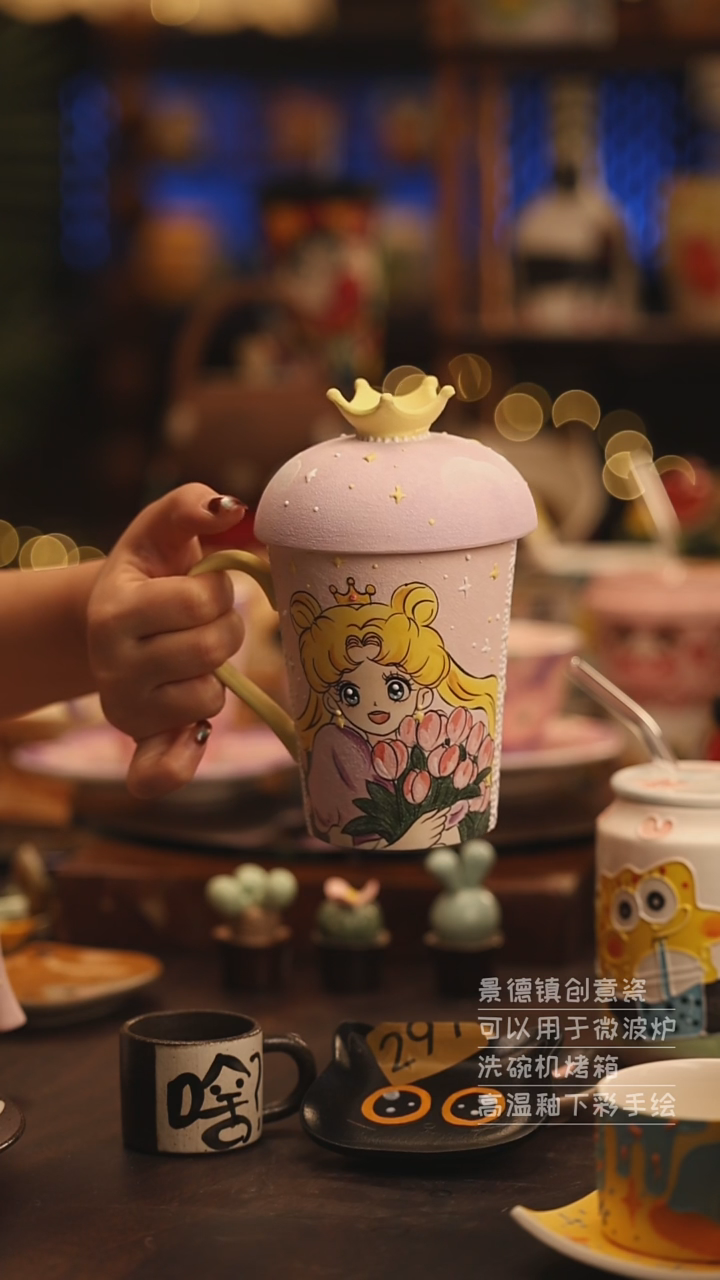 陶瓷景德镇可爱陶瓷釉下彩绘设计师款