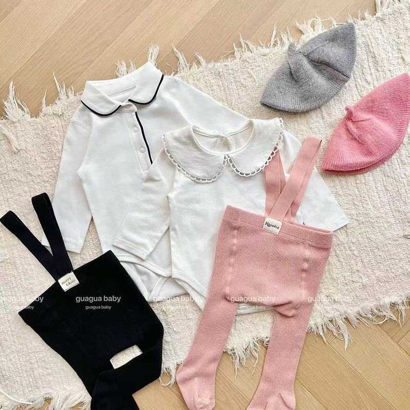 呱呱Baby宝宝百天周岁套装丨有机棉春秋婴儿包屁衣翻领长袖哈衣