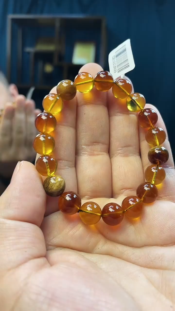 手串琥珀未镶嵌缅珀圆珠手串