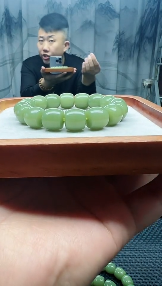 未镶嵌手串和田玉若羌黄口直切卡14纯天然拍一发一