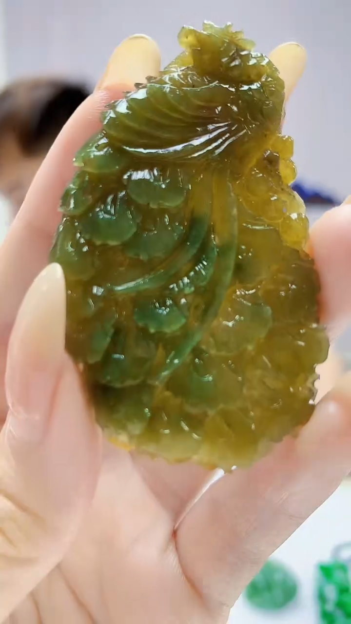 定制翡翠未镶嵌4868DD-毛货挂件凤凰147