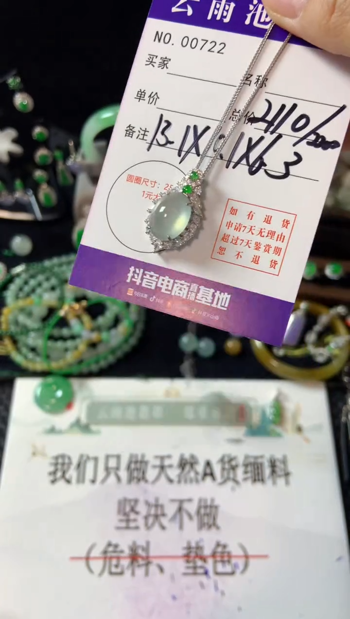 【闪购商品】翡翠颈饰银S925镶嵌翡翠