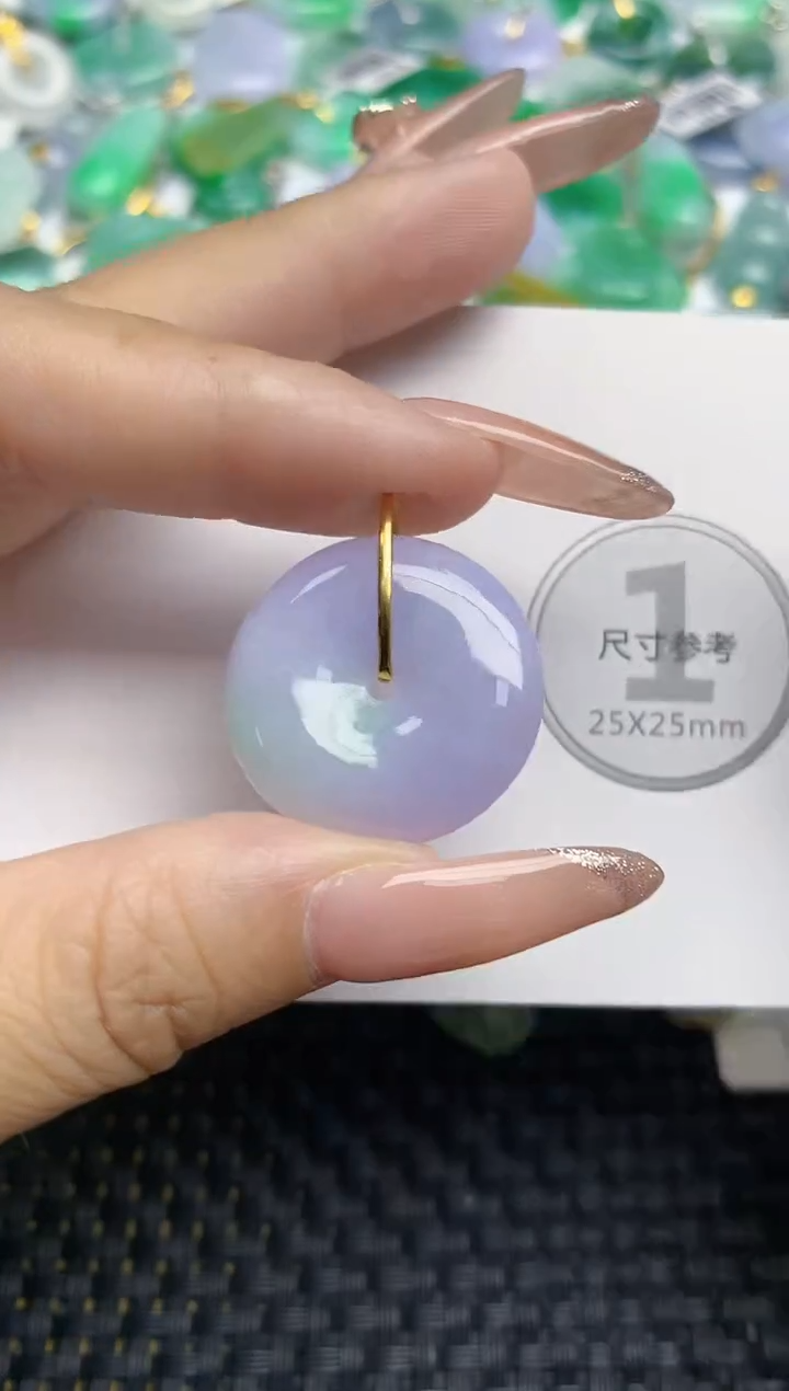 颈饰18K金镶嵌翡翠天然缅甸A货翡翠百元以上9元证书费自理