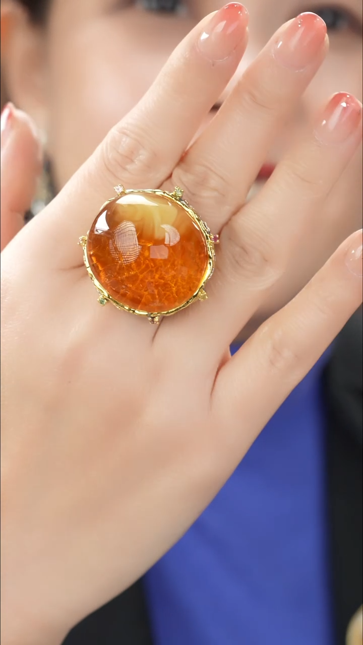 琥珀颈饰未镶嵌特色蜜蜡戒指