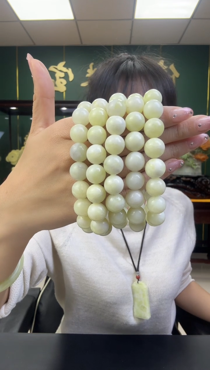 未镶嵌蛇纹石玉手串岫玉卡12mm手串
