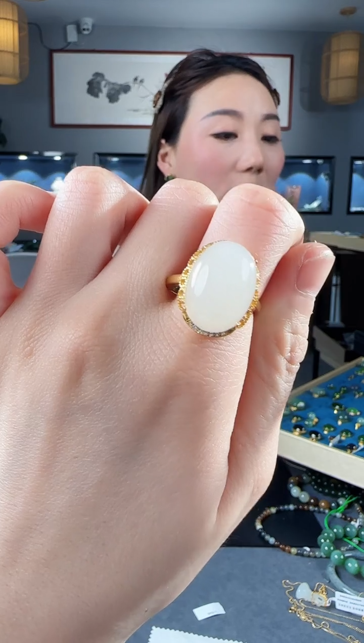 【闪购商品】和田玉戒指银S925镶嵌1