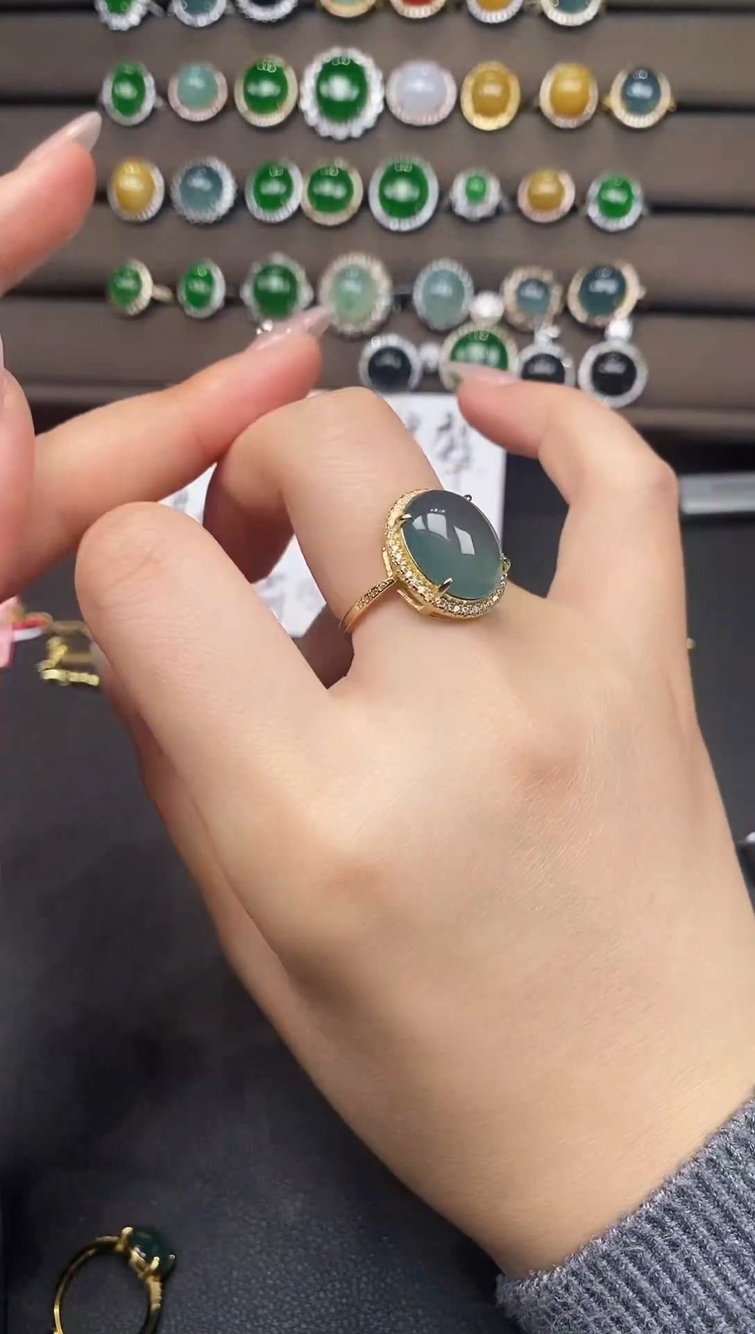 银S925镶嵌戒指翡翠111