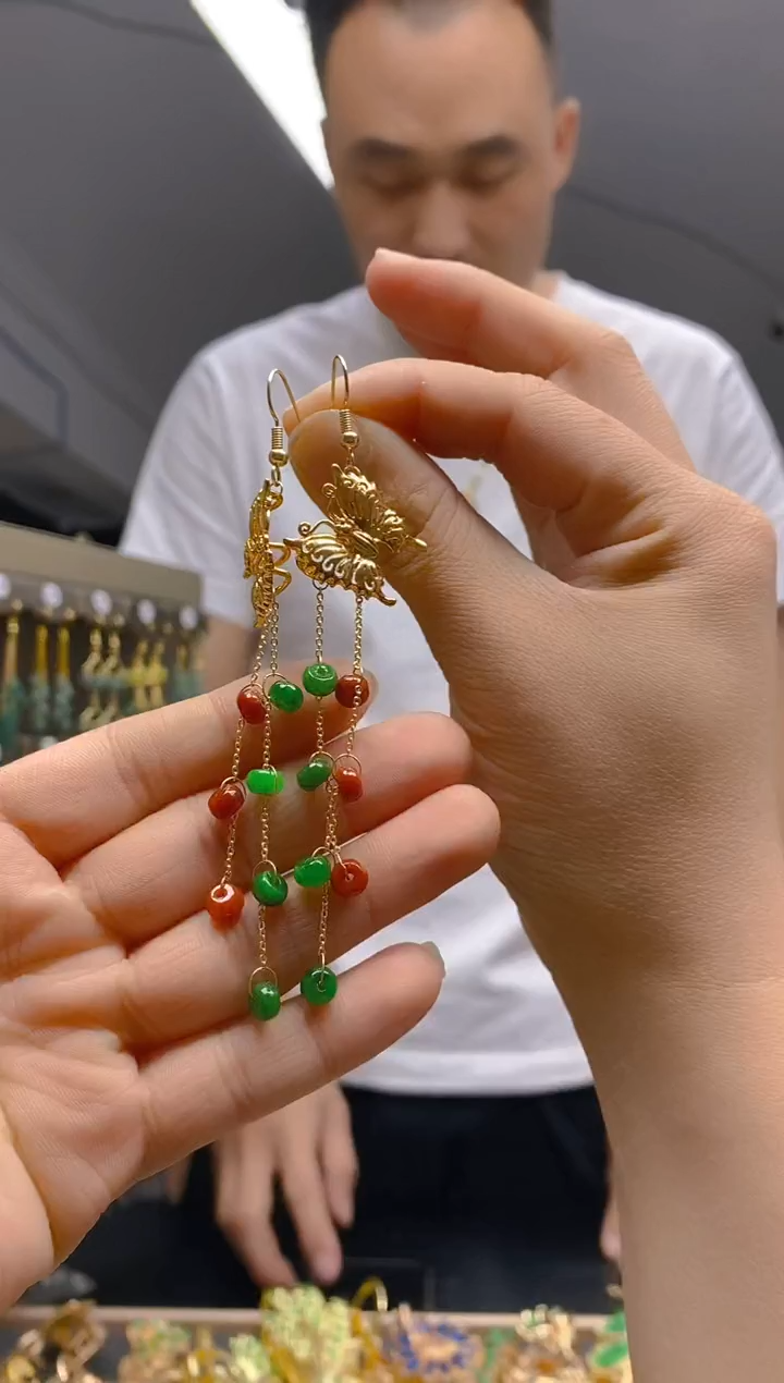 【闪购商品】翡翠耳饰合金0407翡翠耳钩