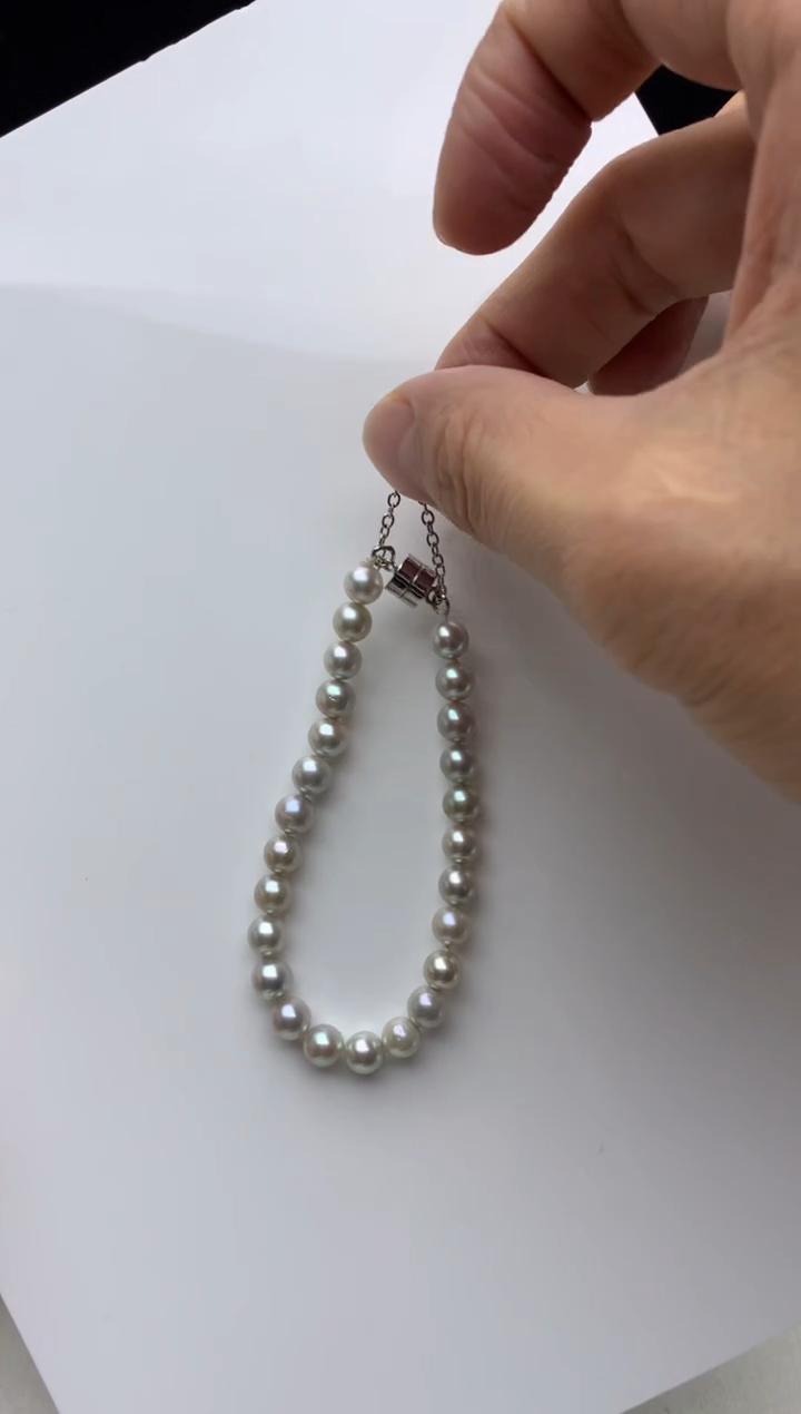 银S925镶嵌ff海水珍珠akoya灰珠手链