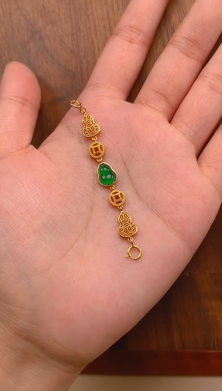 【闪购商品】翡翠吊坠(不含链)银S925镶嵌葫芦延长链