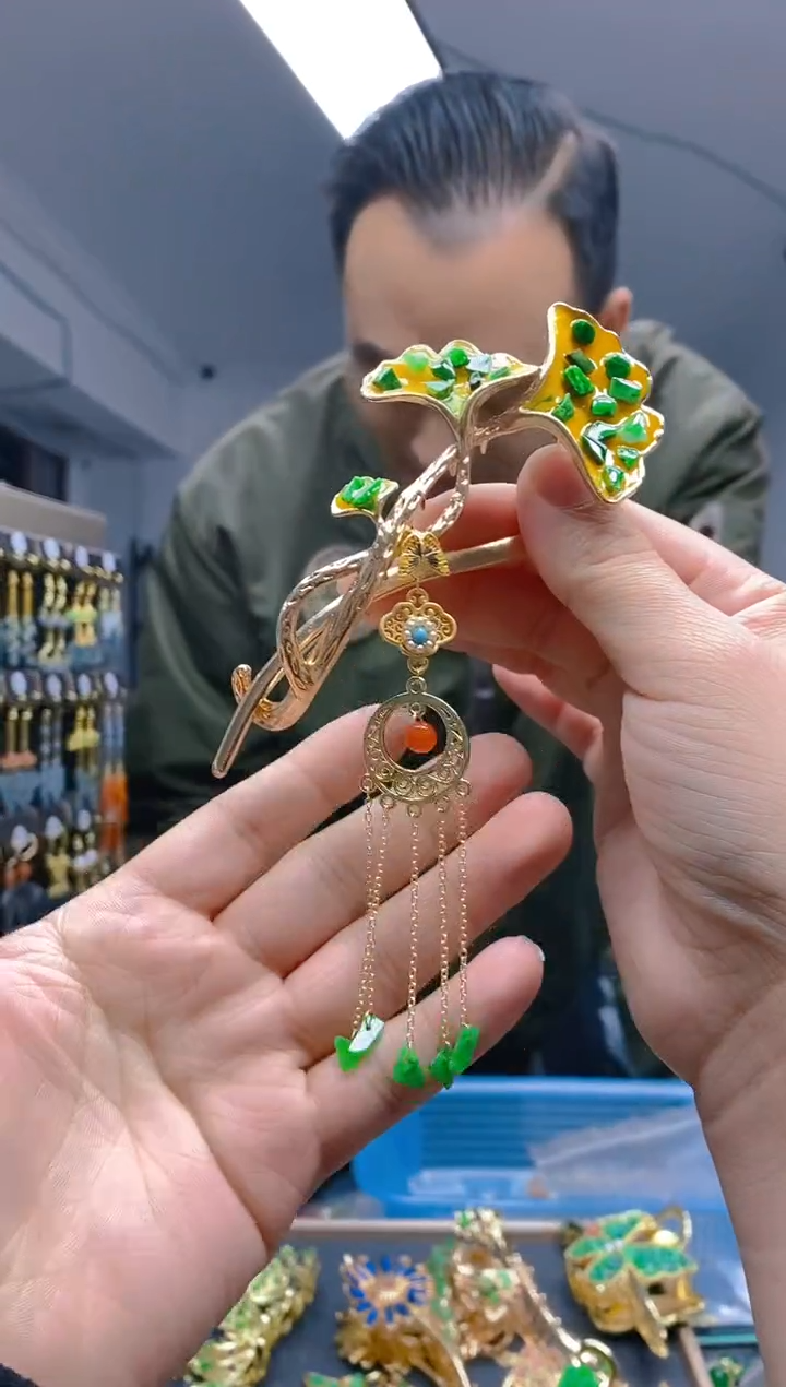 【闪购商品】翡翠耳饰合金276翡翠发簪