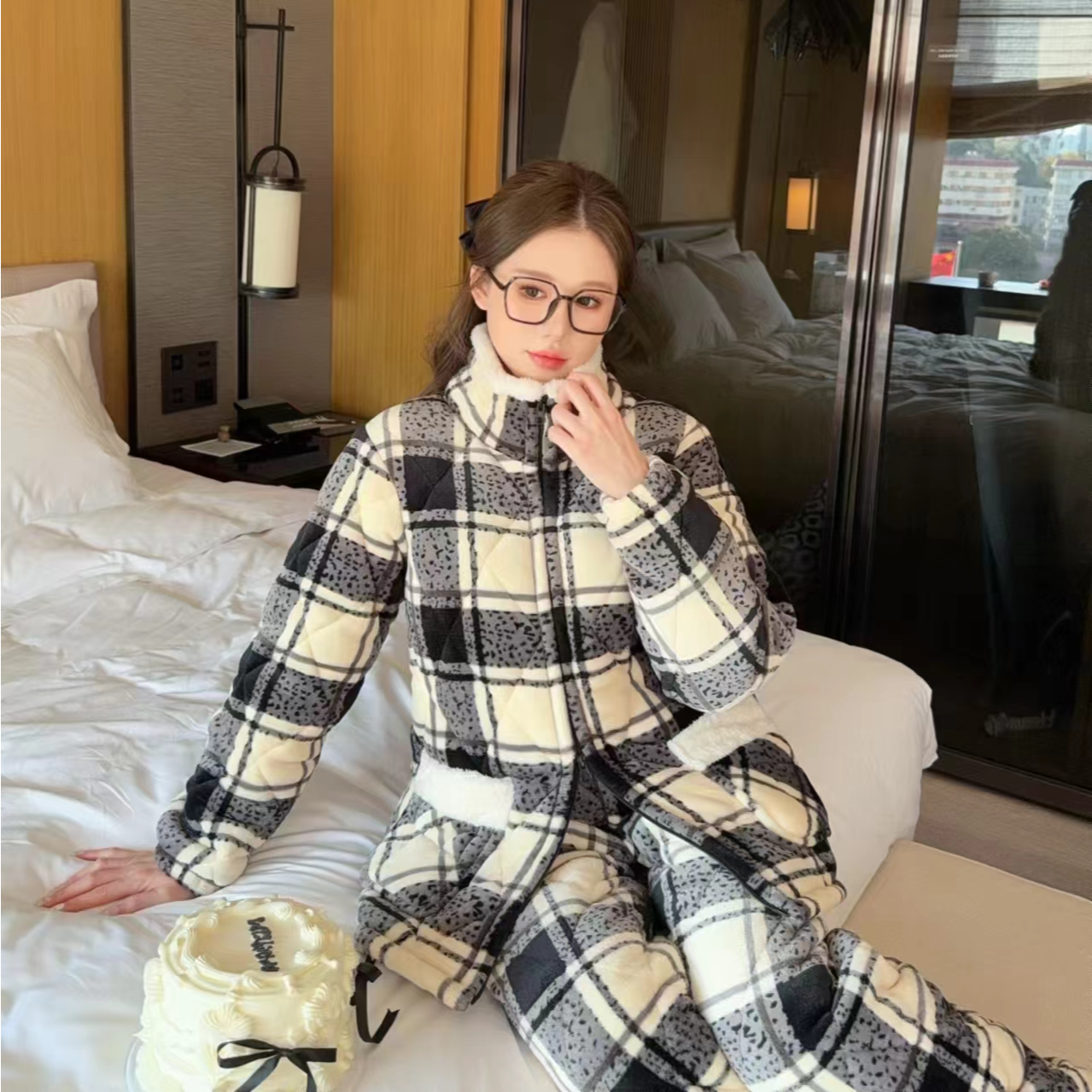 【云朵泡芙】三层夹棉睡衣套装加厚冬家居服