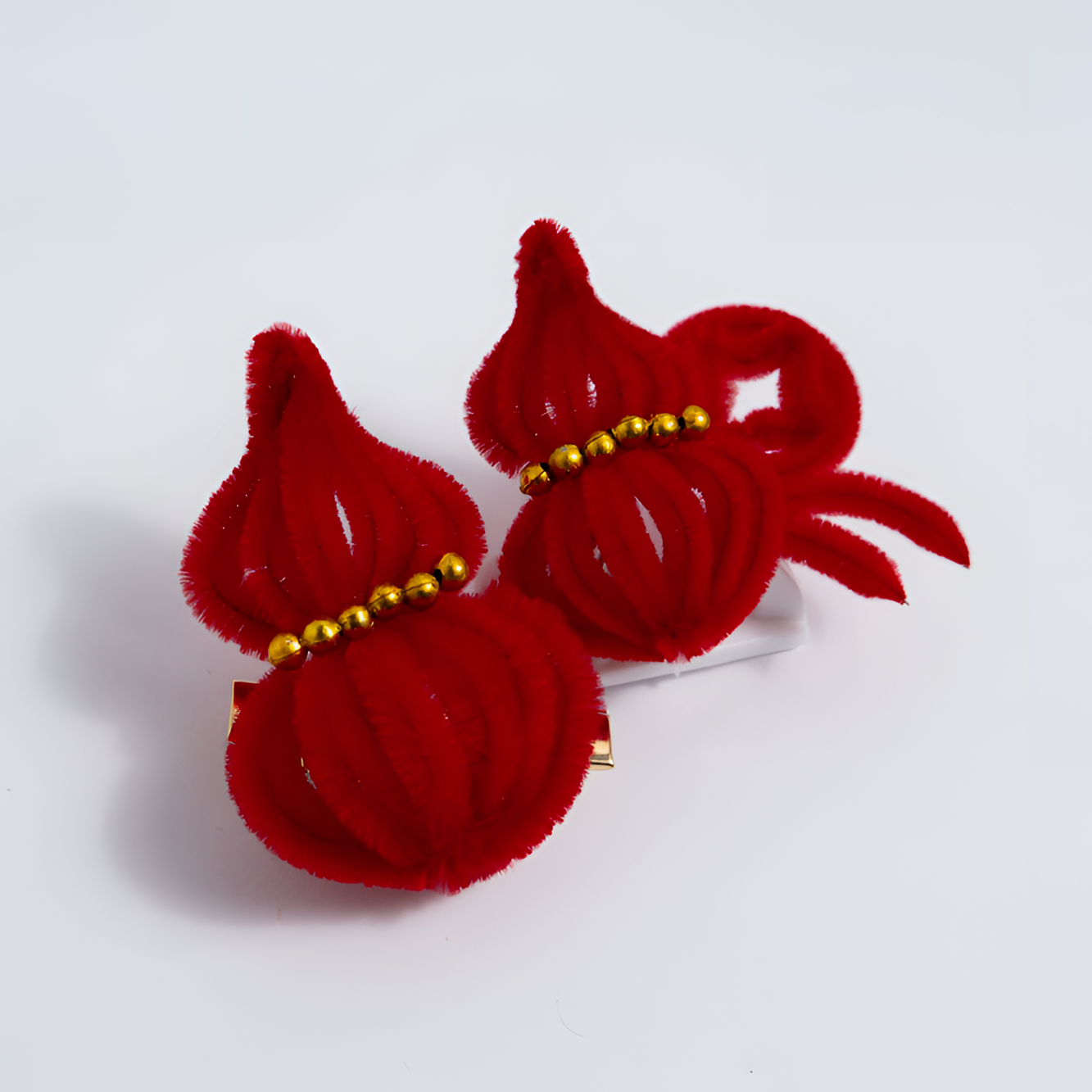 【发财葫芦】2026新年红绒花,发财葫芦夹子款