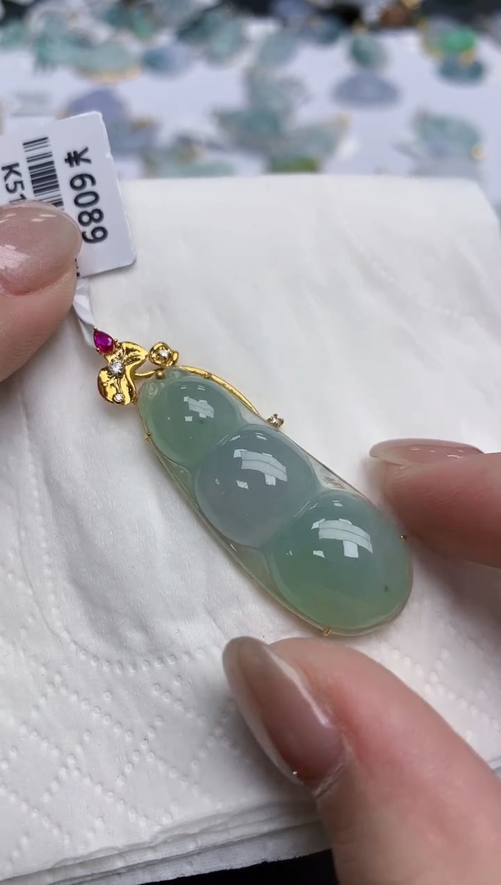 【闪购商品】翡翠颈饰18K金镶嵌天然缅甸翡翠A货