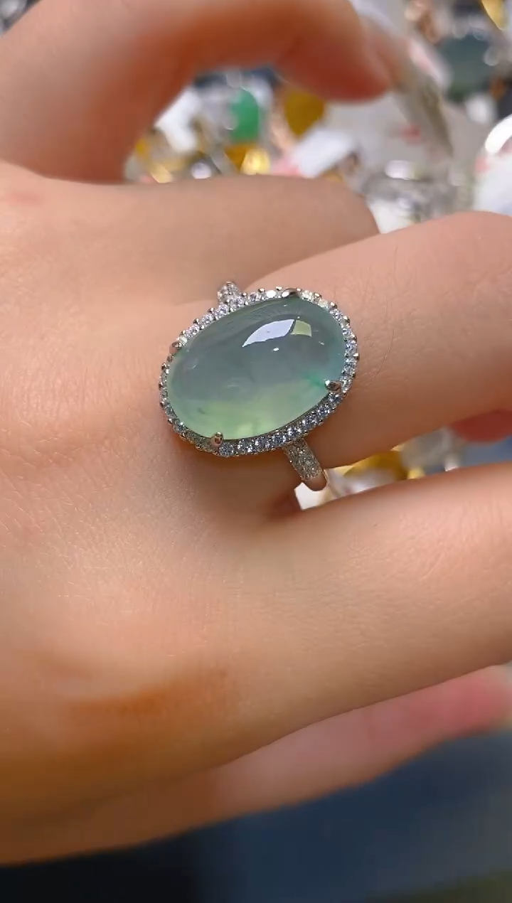 【闪购商品】翡翠耳饰银S925镶嵌天然A货翡翠1