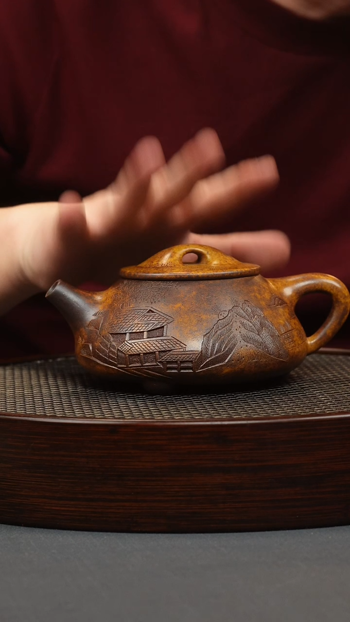 【闪购商品】紫砂茶壶龙骨金砂景舟石瓢深刻