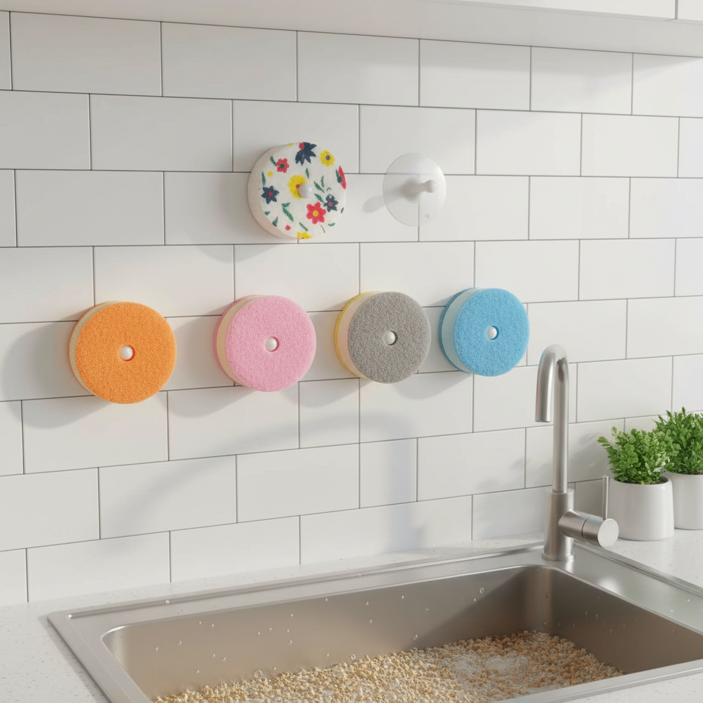吸盘式洗碗海绵擦耐用5枚装