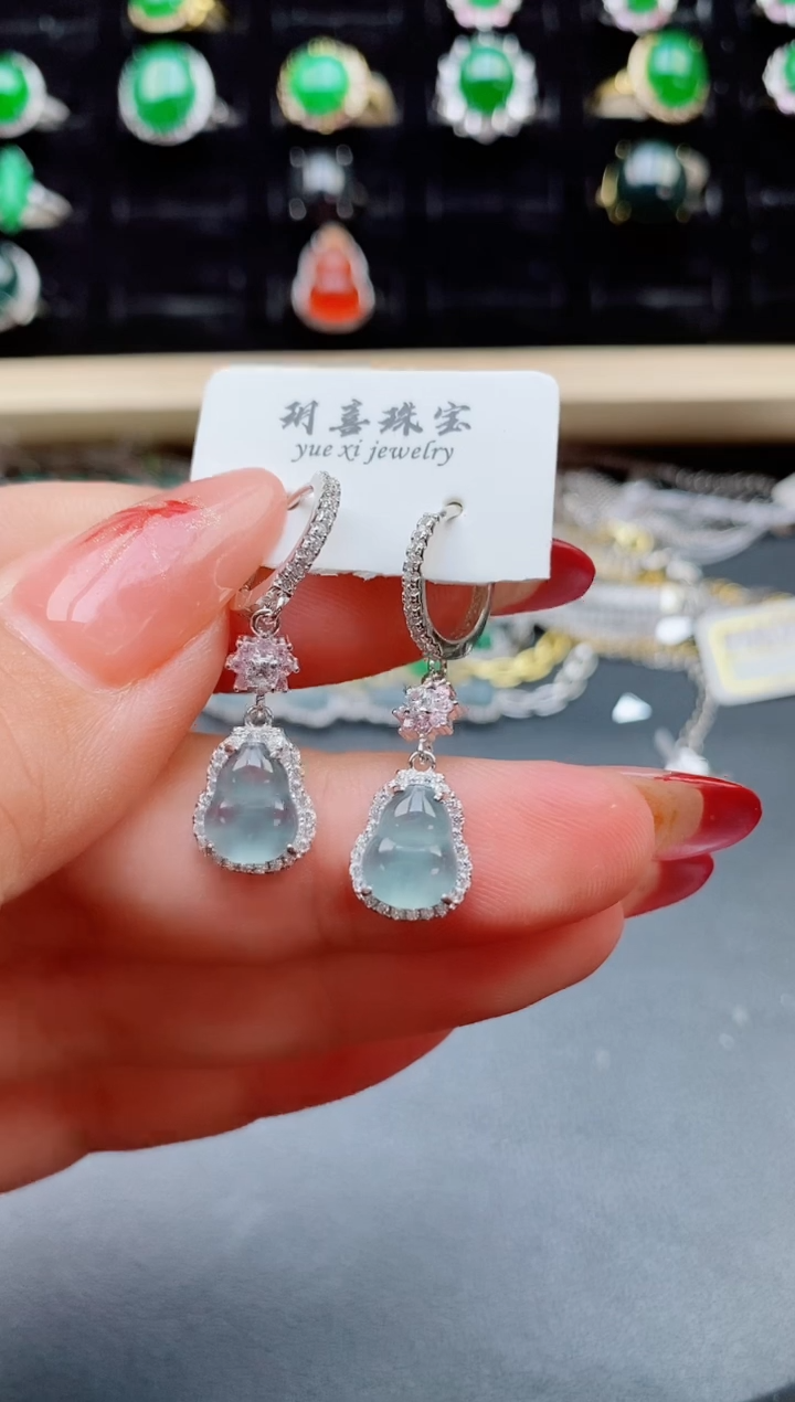 【闪购商品】翡翠耳饰银S925镶嵌321321