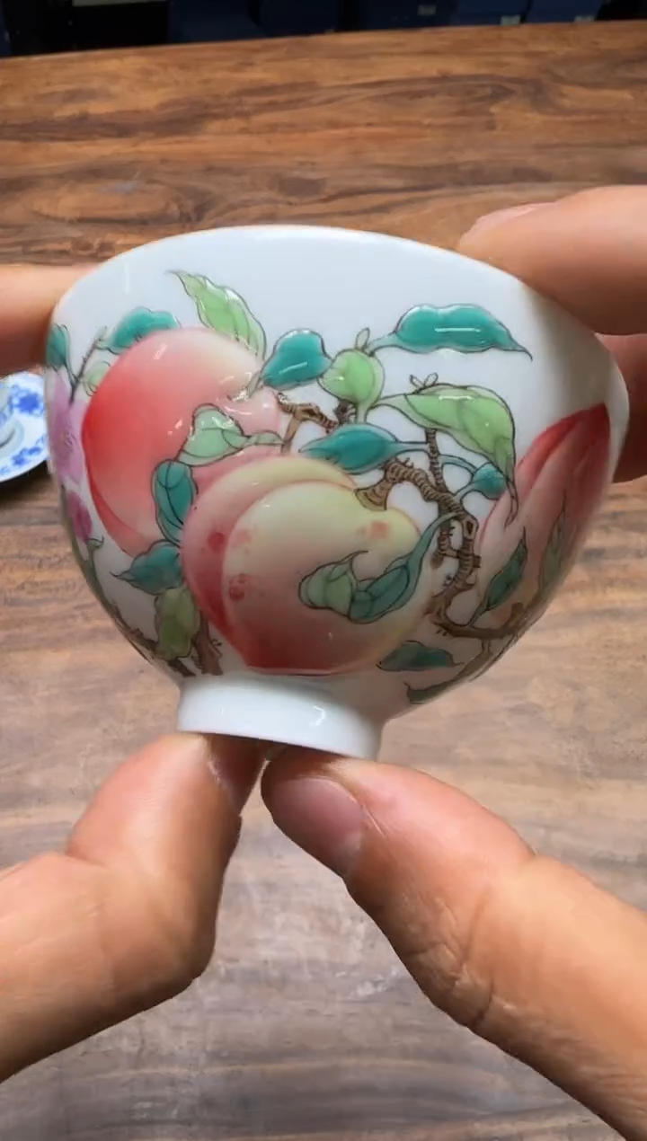 夕*一儒堂 翡翠桃鸡心杯