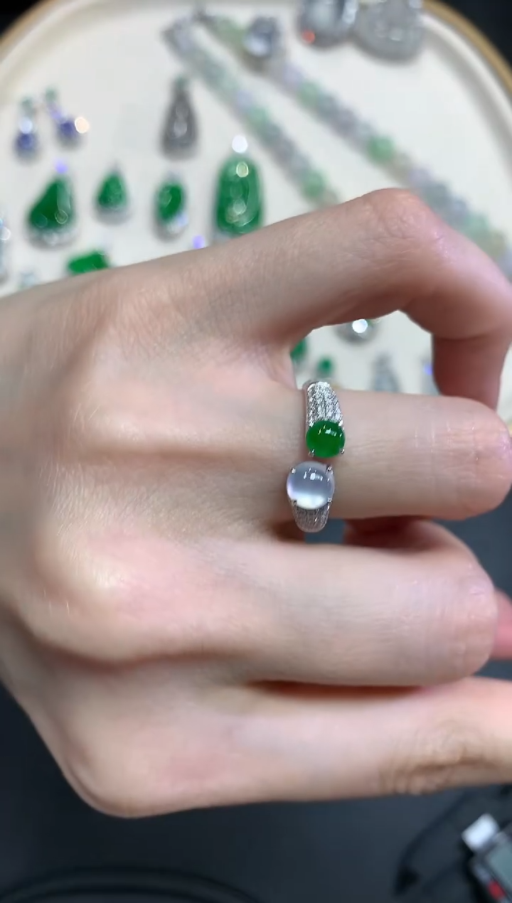 【闪购商品】翡翠戒指18K金镶嵌Q183|8500
