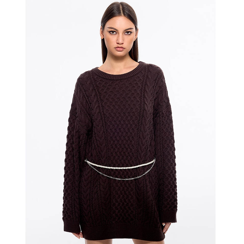 【陈大可专属】Miss Sixty针织衫女圆领宽松长袖中长款上衣毛衣