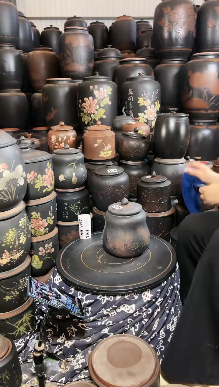 壶大大瑕疵茶叶罐 小葫芦荷花 008