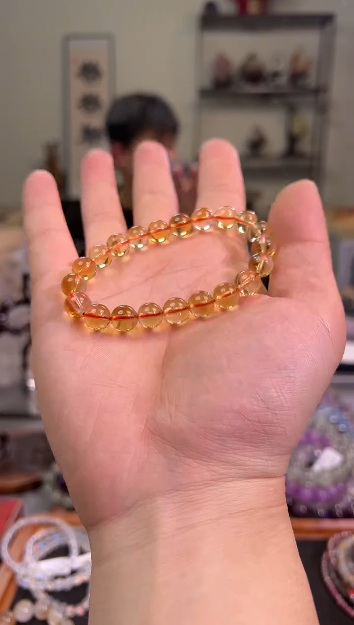 【闪购商品】黄晶手链未镶嵌9+mm金红黄水晶手串（多样性发其一）
