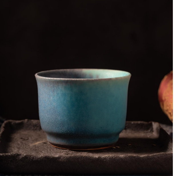 [湔江蓝·纤尘杯]广达窑艺·茶席杯纯手工陶瓷瓷器茶具主人杯茶杯