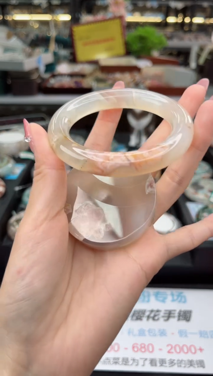 【闪购商品】石英质玉手镯未镶嵌54圈口（赠品镯心）354