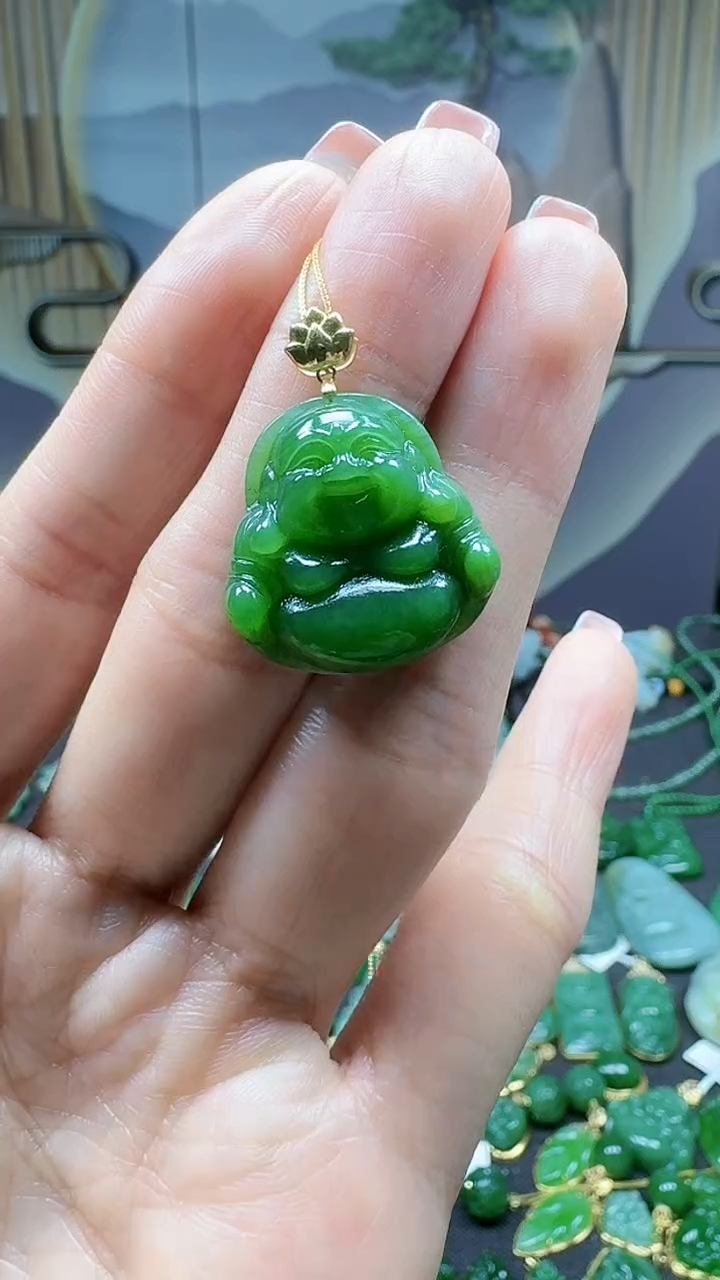 【闪购商品】和田玉吊坠(不含链)18K金镶嵌1