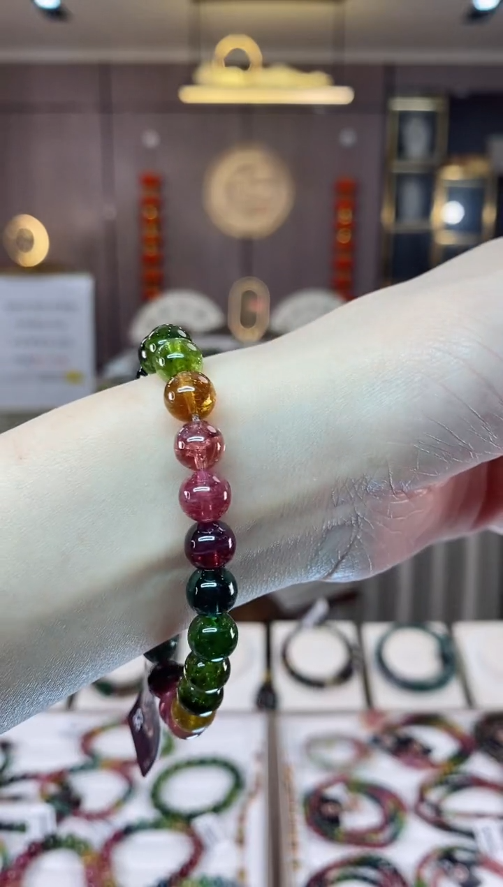 【闪购商品】碧玺单圈手串7mm+未镶嵌一物一证dan