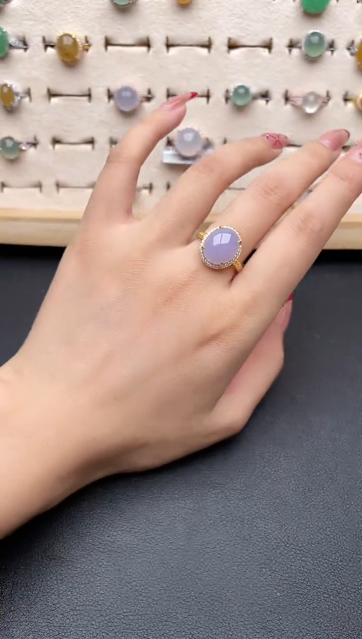 【闪购商品】翡翠戒指银S925镶嵌一物一证一礼盒