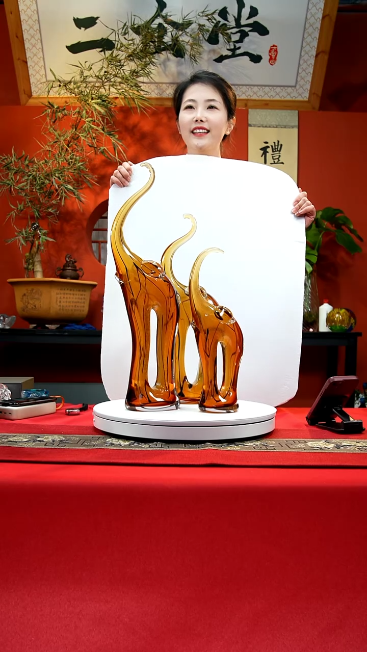 手工艺品琉璃象摆件