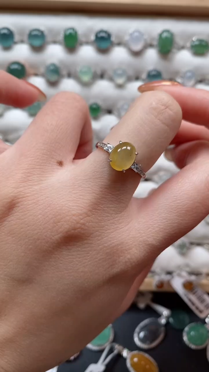 【闪购商品】翡翠戒指银S925镶嵌一物一证一礼盒