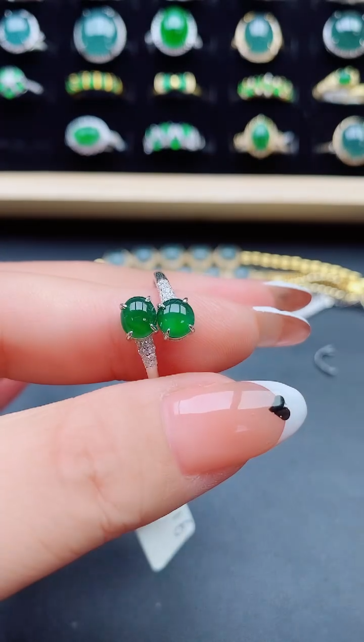 【闪购商品】翡翠银S925镶嵌戒指50805508