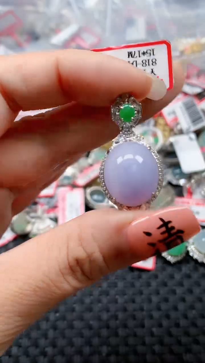 银S925镶嵌戒指翡翠天然A货缅甸翡翠
