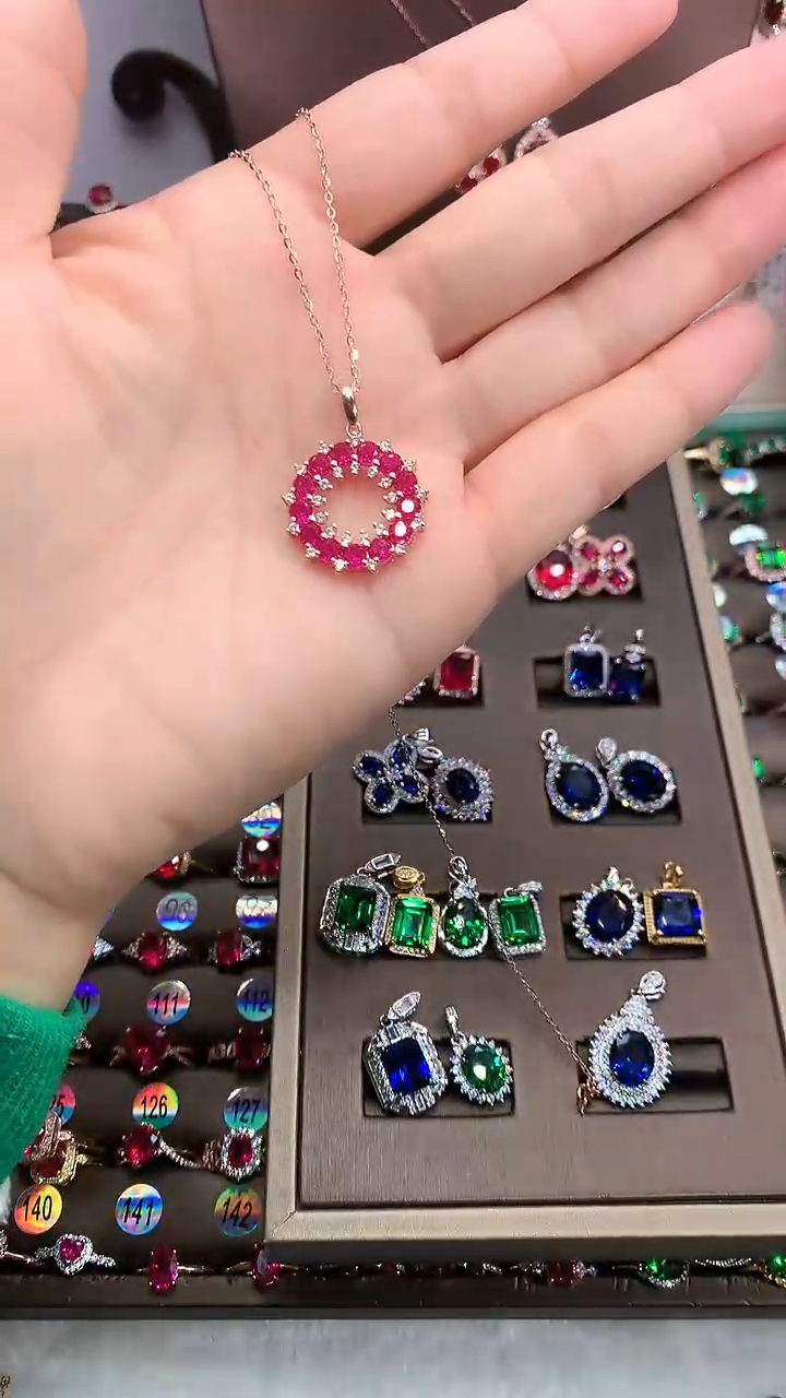 【闪购商品】红宝石吊坠(赠链)银S925镶嵌玫瑰金