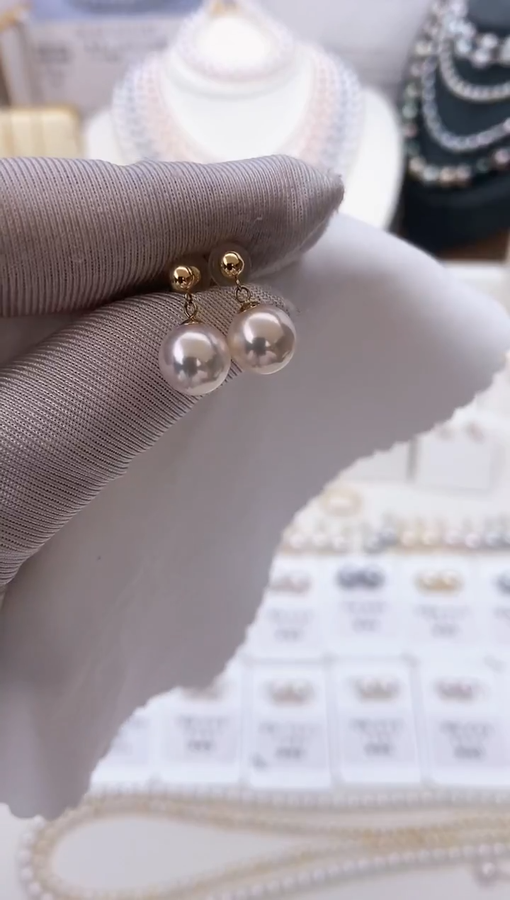 【闪购商品】海水珍珠耳饰18K金镶嵌小风吹耳饰